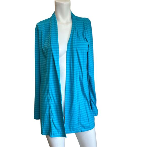 Coolibar Blue Striped Open UPF 50+ Sun Protective Open Wrap Cardigan sz S QUC - Picture 1 of 8